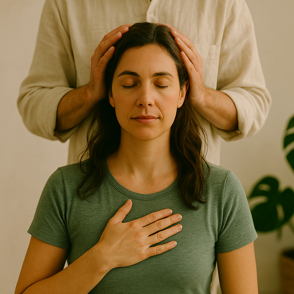 Person receiving somatic therapy representing mind-body healing